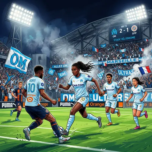 Diverse Olympique de Marseille Football Match Under Night Sky