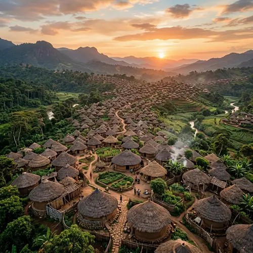 Intricate Tribal Architecture in Nature | Tranquil Settlement
