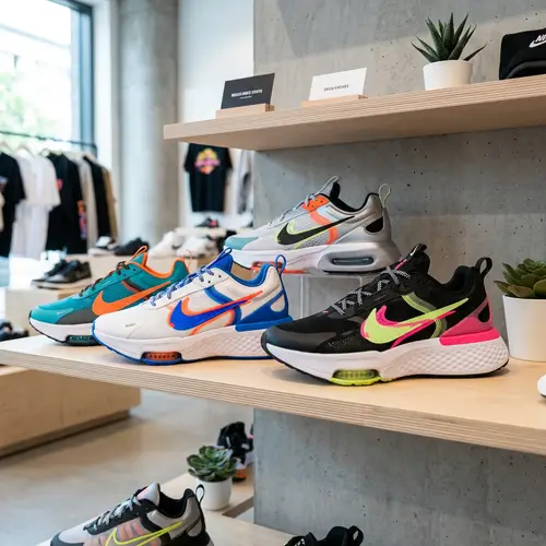 Vibrant Contemporary Sneakers with Striking Swoosh Pattern