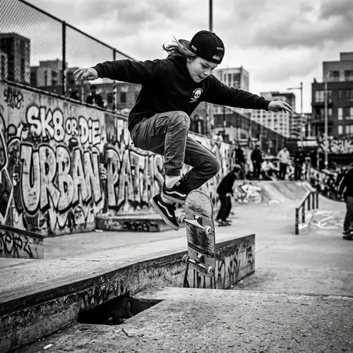 Dynamic Skateboarding Subculture: Vibrant Action Shots