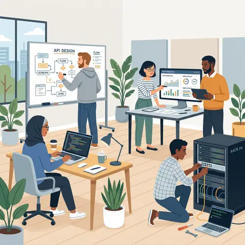 Diverse Group of Developers Illustration | Modern Workspace
