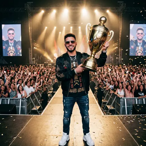 Latin Music Artist Bad Bunny with Champions Trophy