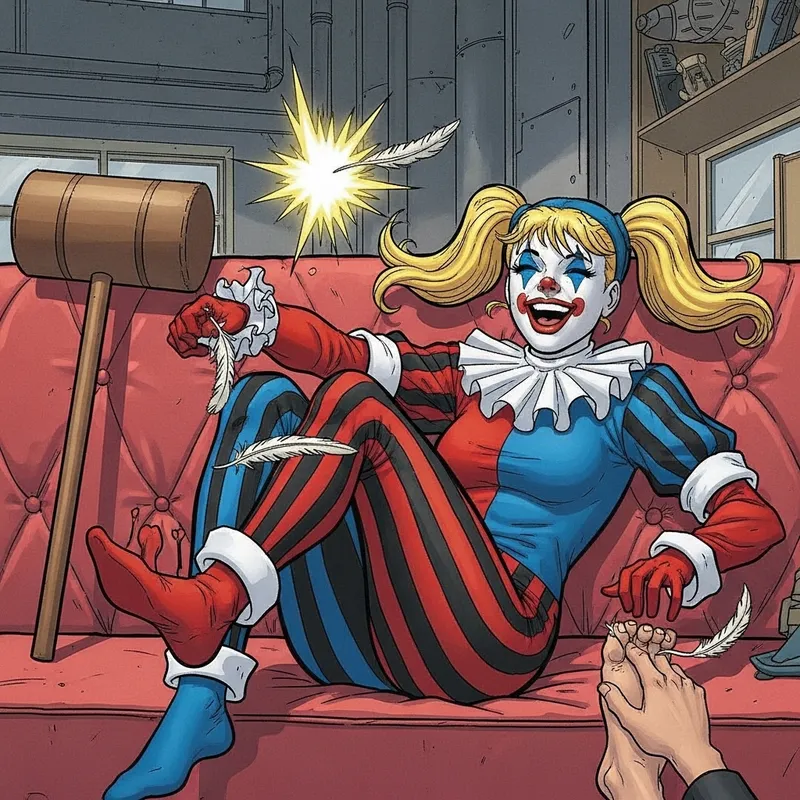 Comic Character with Pigtails and a Mallet Comic Character with Pigtails and a Mallet