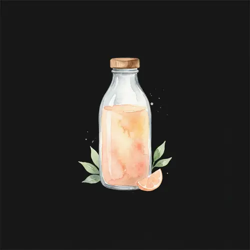 Watercolor Pastel Simple Juice PNG on Black Background