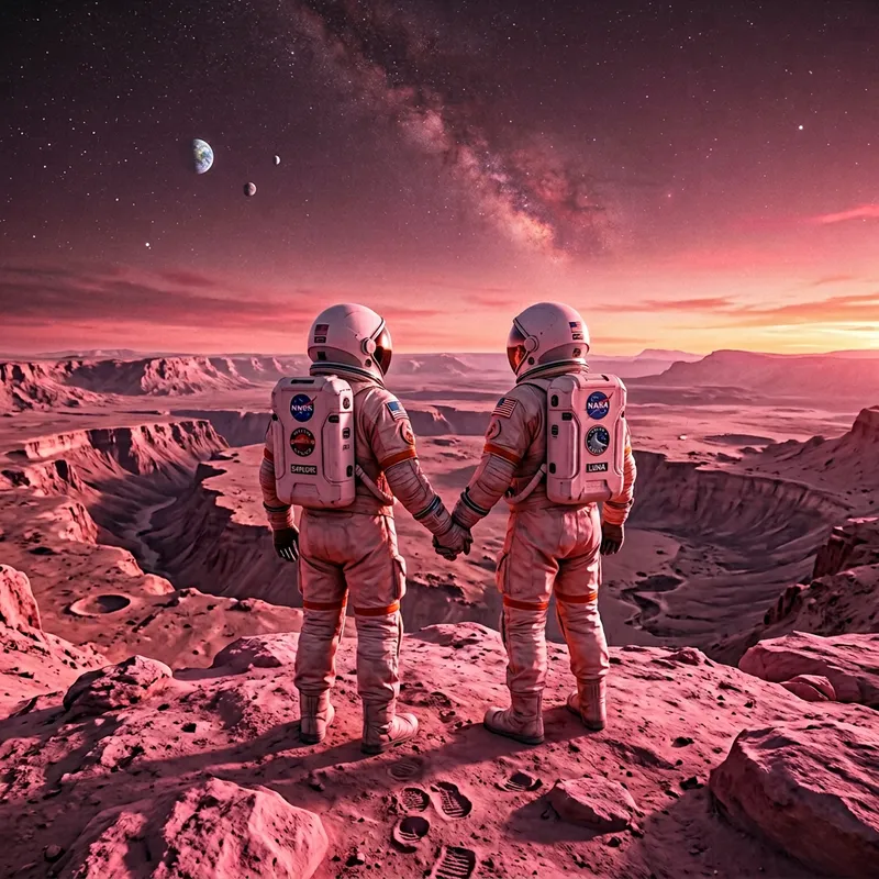 Pink Mars with Astronauts in HD | Spotify Artwork