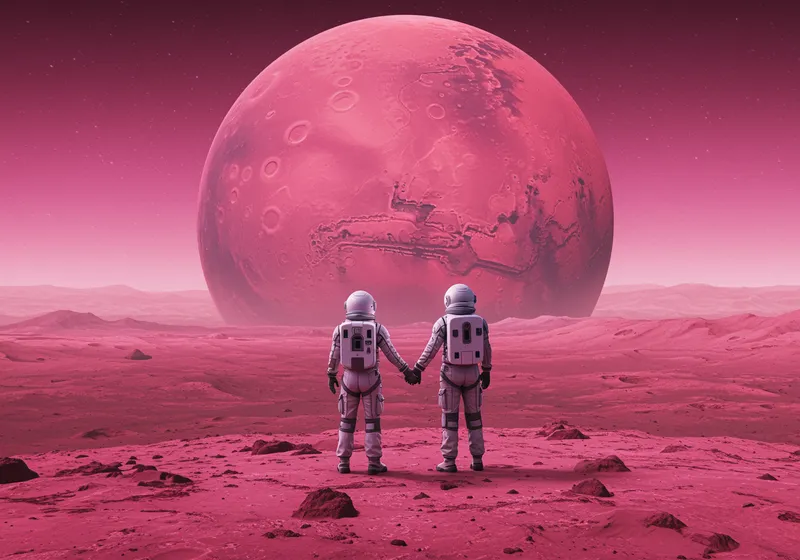 Pink Mars with Astronauts in HD | Spotify Artwork