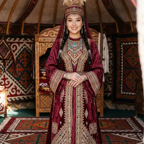 Kazakh Woman in Traditional Outfit | Cultural Elegance