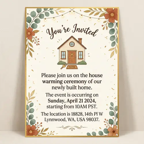 House Warming Ceremony Invitation | Sunday, April 21 2024