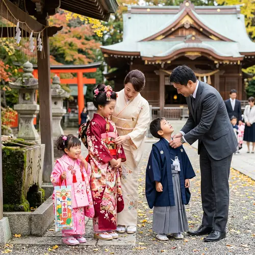 Japanese Family Celebrating Shichi-Go-San Festival with Elegance