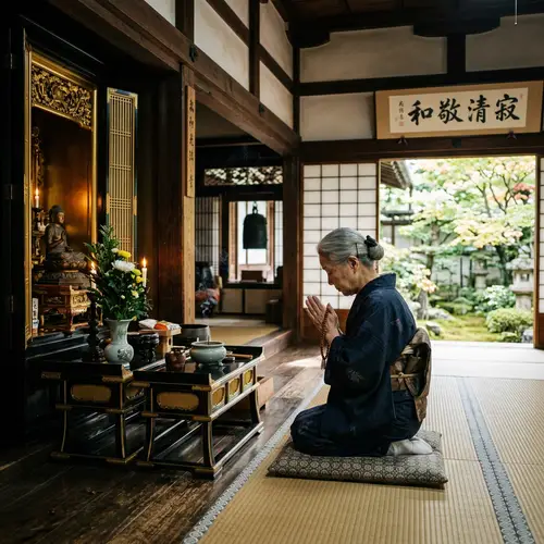 Traditional Japanese Style Worship Scene
