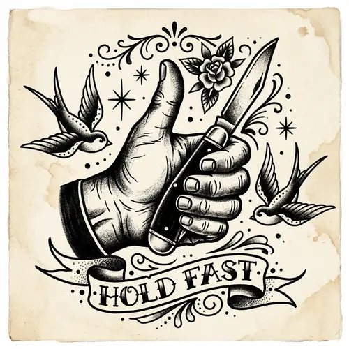 Traditional Black and White Tattoo Design - American Style