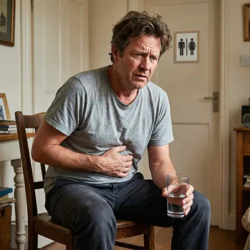 Middle-Aged Caucasian Person Showing Signs of Discomfort