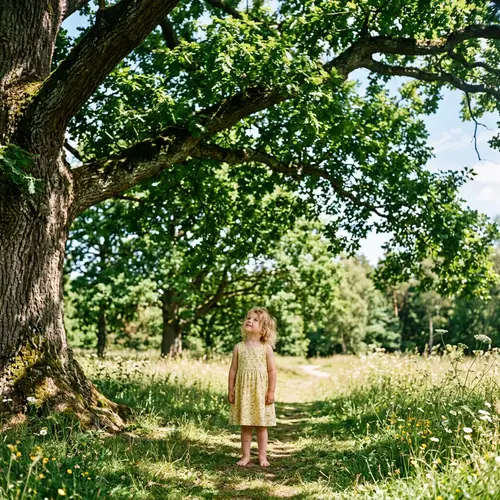 Child Under a Big Summer Tree