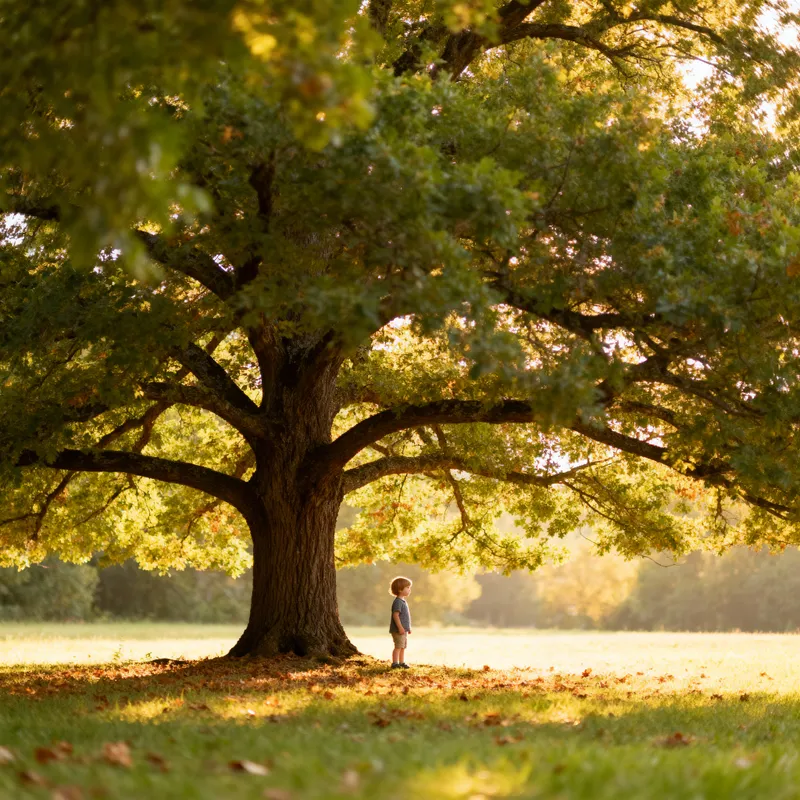 Child Under a Big Summer Tree