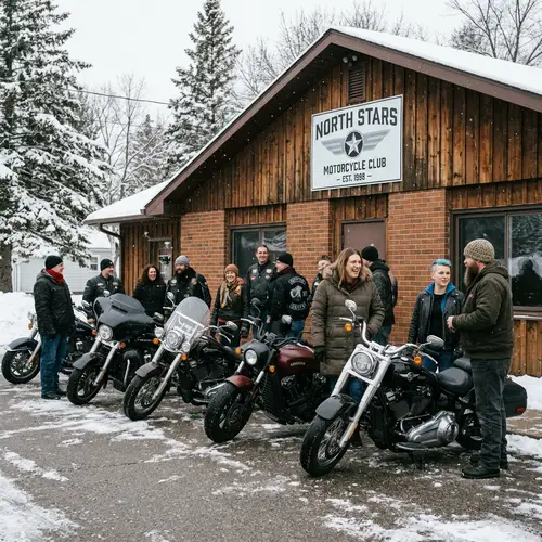 Diverse Biker Club Unity | Snowy Location Scene