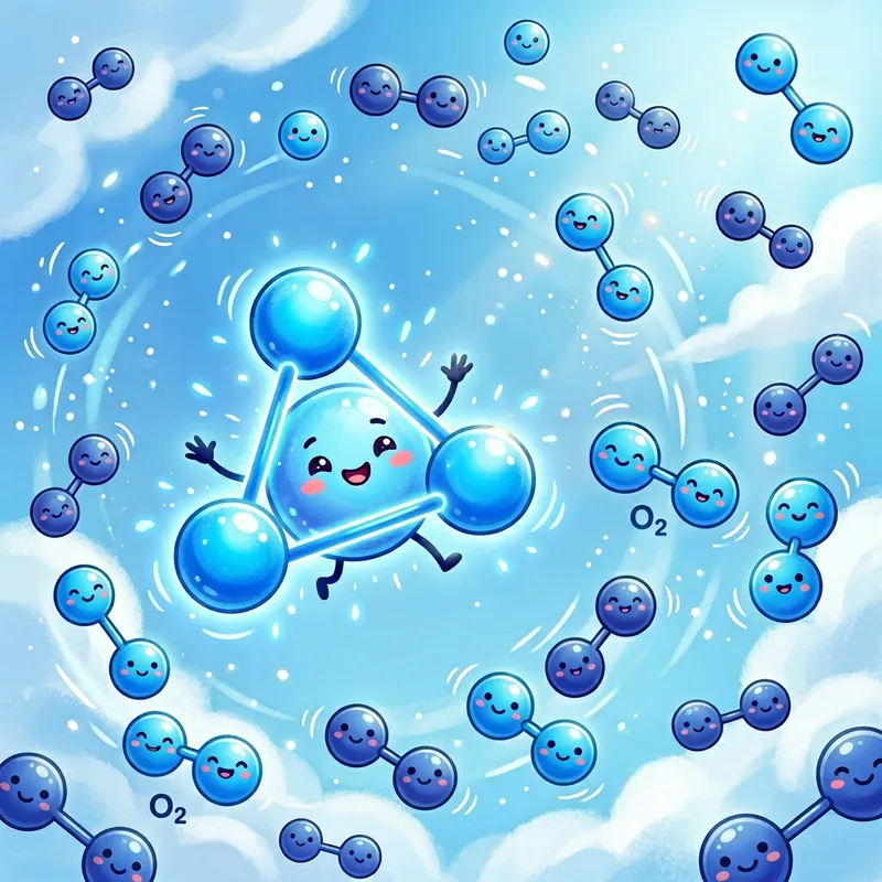Happy Ozone Molecule with Joyful Air Particles Happy Ozone Molecule with Joyful Air Particles
