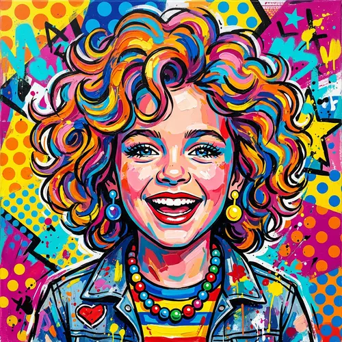 Colorful Paint Popart Portrait of a Girl