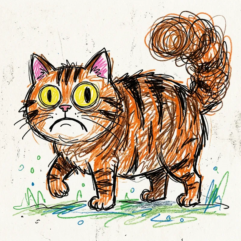 Charming Toddler Art of a Striped Cat