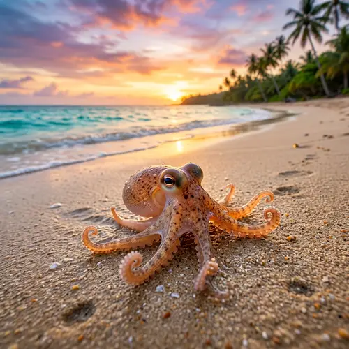Bubbly Baby Octopus at Phuket Beach | Enchanting Sunset View