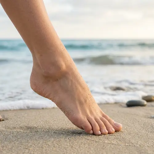 Elegant and Carefully Maintained Foot on Tranquil Beach