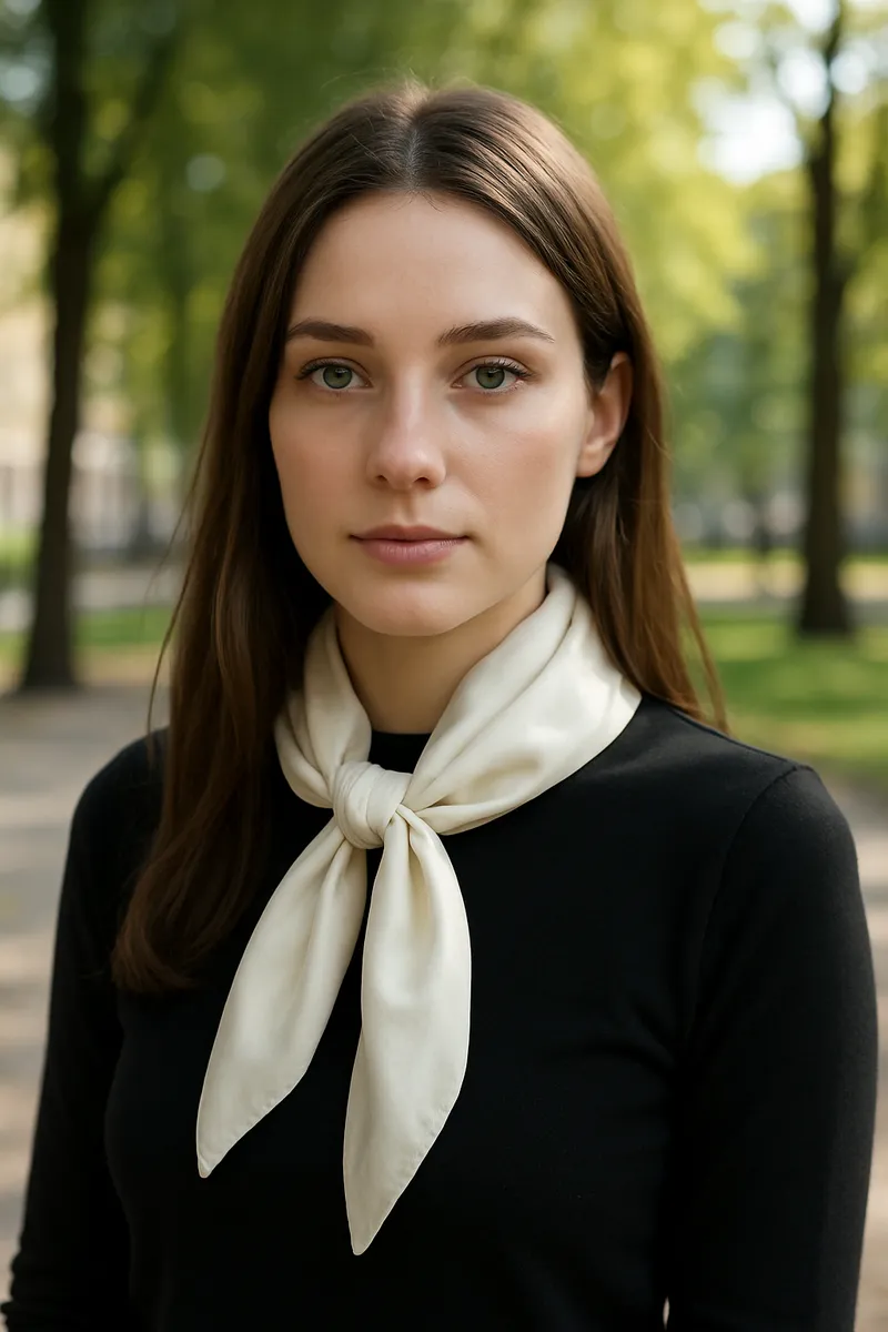 Stunning Woman in Silk Scarf | Urban Park Photo
