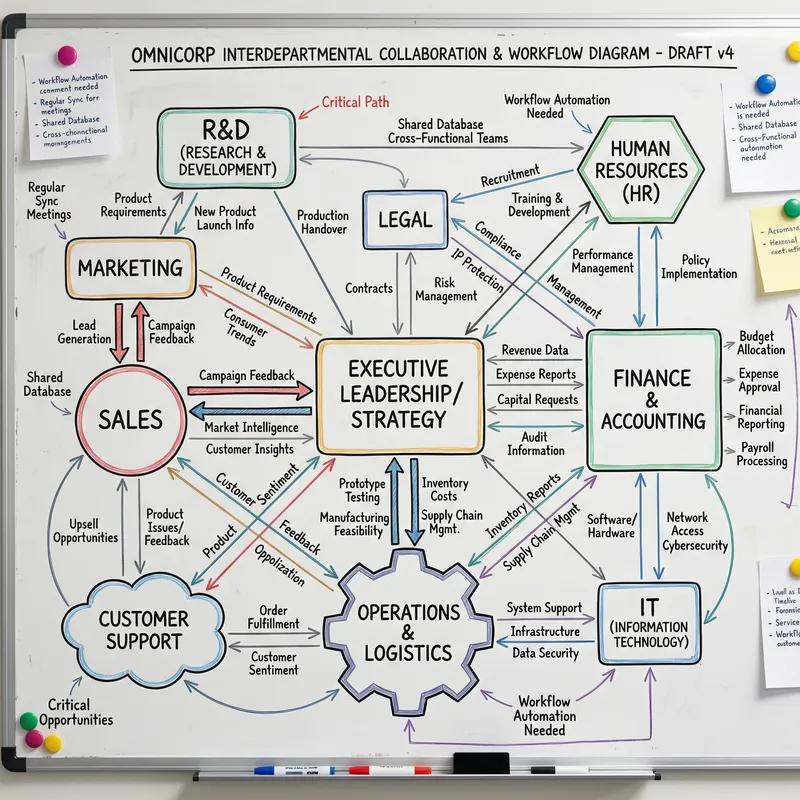 Interdepartmental Relationship Diagram | Departments Collaboration Sketch