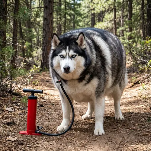 Inflated Feral Siberian Husky - Absurd Balloon Dog Image