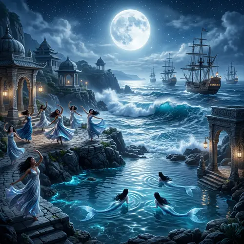 Moonlit Mystical Land: Enchanting Eastern Seascapes