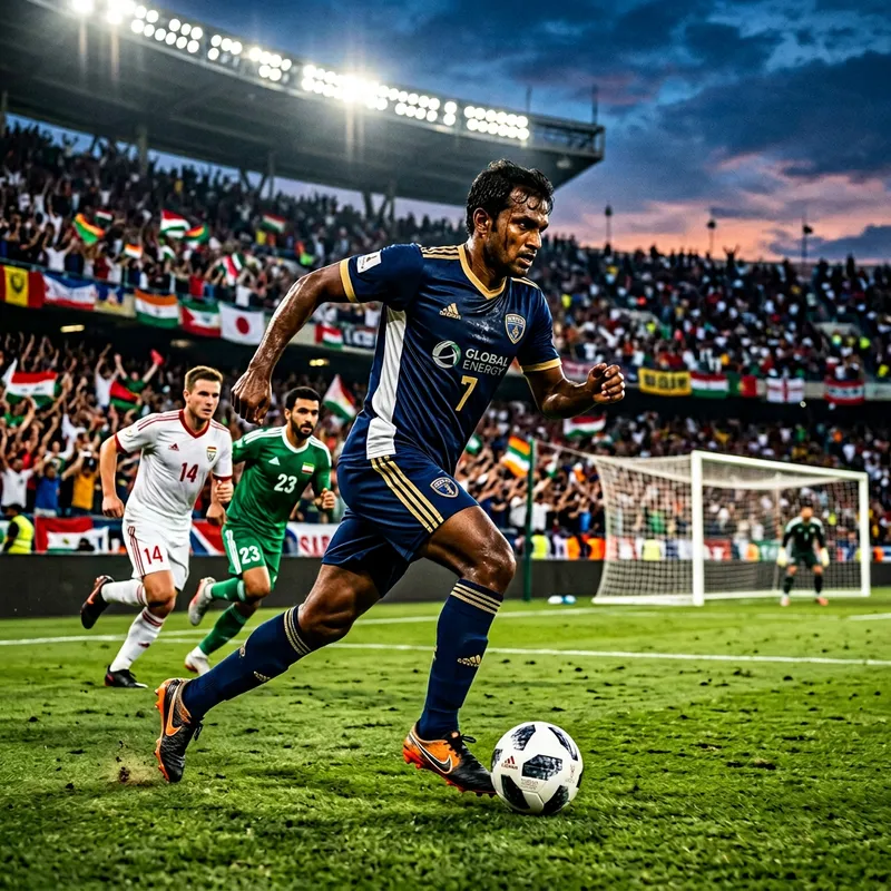 South Asian Soccer Player in Action on a Green Field - The Game Intensifies South Asian Soccer Player in Action on a Green Field - The Game Intensifies