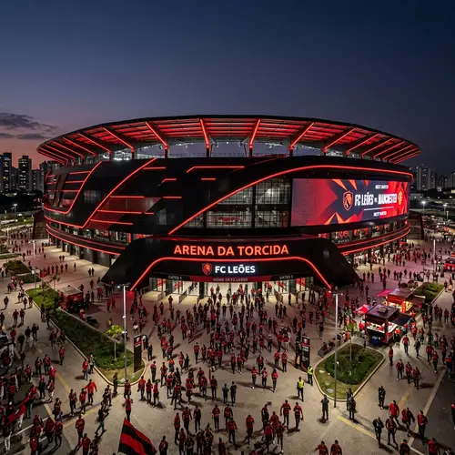 Modern Soccer Stadium in Black and Red Colors
