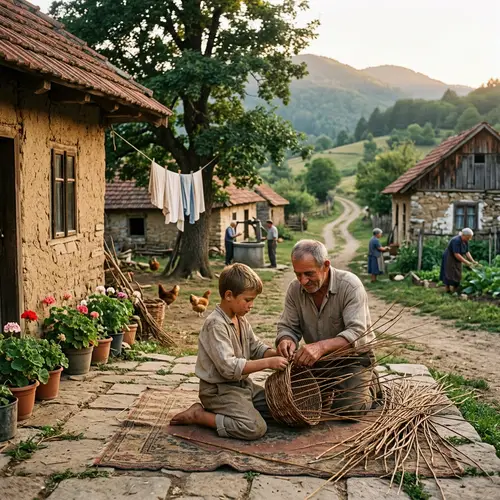 Serene Village Life: Young Boy, Son of Resident | Countryside Scenes