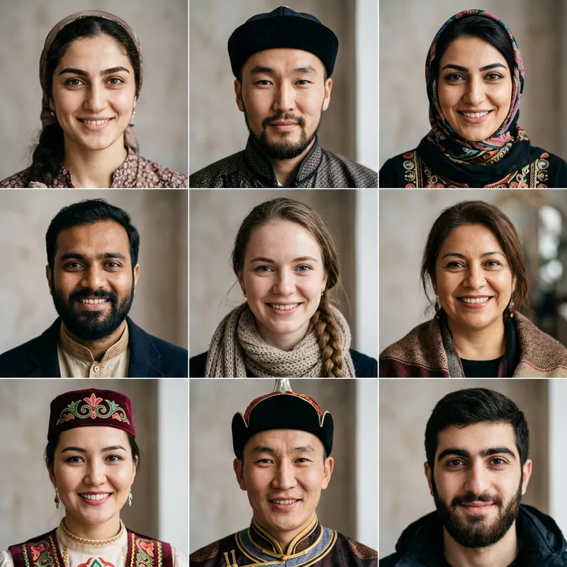 Faces of Different Nationalities in Russia