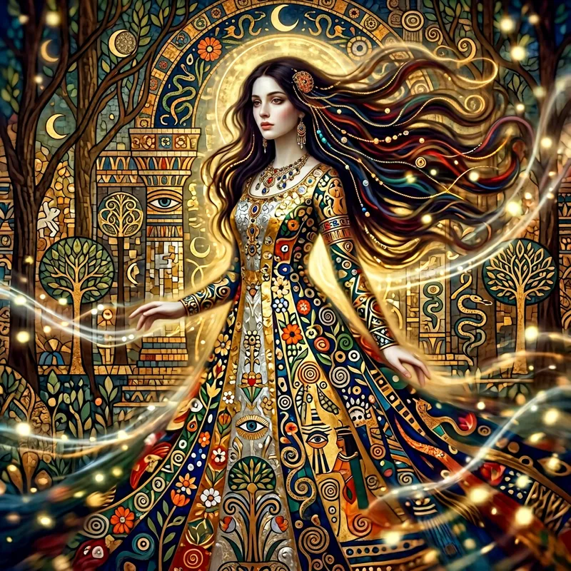 Enigmatic Woman with Flowing Hair | Fantasy Art Movement