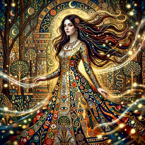 Mysterious Woman in Gustav Klimt Style | Fantasy Art Photography