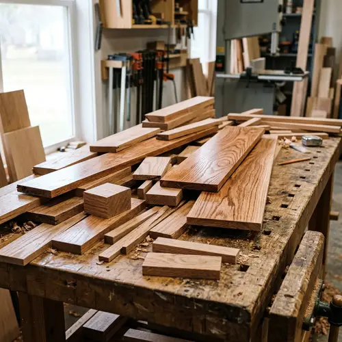 Finely-Cut Red Oak and Oak Planks on Table