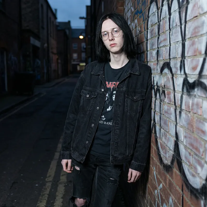 Grunge Style Portrait of a Slim Teenage Boy