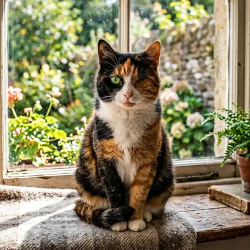 Unique Calico Cat with Black, White, and Orange Fur