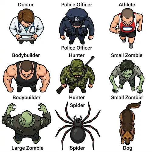 2D Topdown Sprite Designs for Unity Characters
