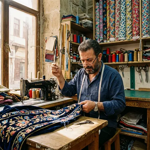 Master Tailor Crafting Exquisite Embroidered Fabric