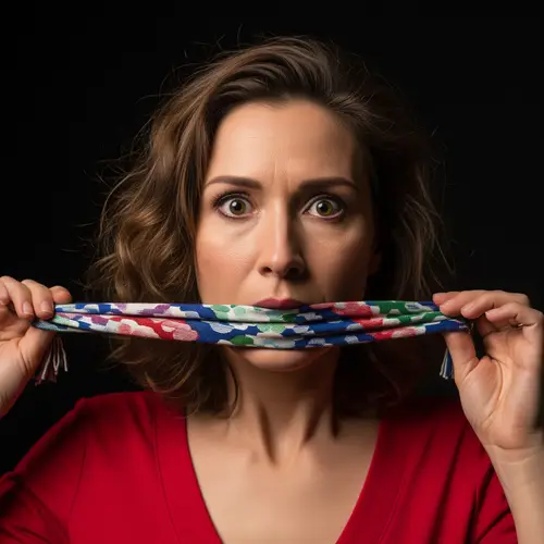 Dramatic Scene with Caucasian Actress in Red Top