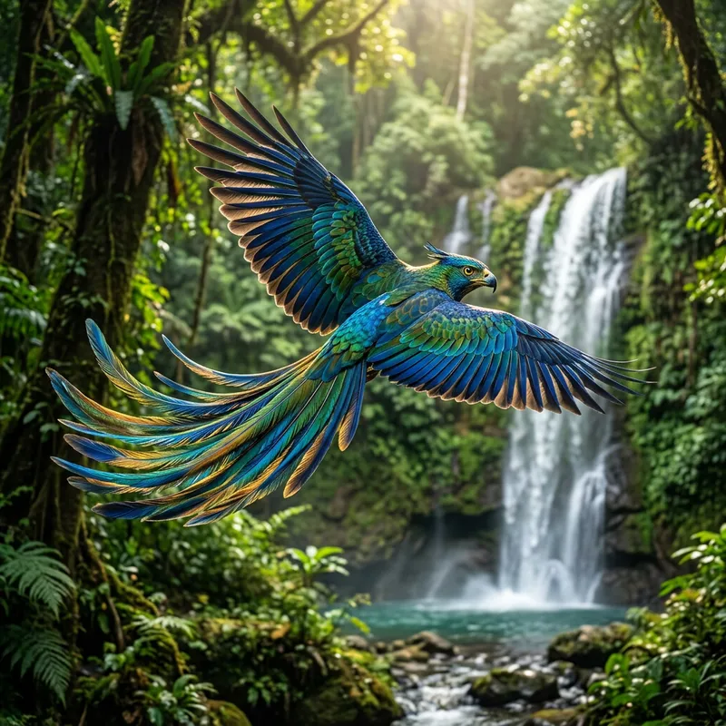 Graceful Bird in Vibrant Forest Scene Graceful Bird in Vibrant Forest Scene