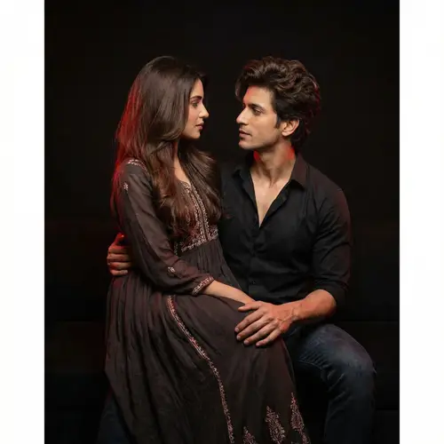 Romantic Novel Scene: European Woman and American Man in Affectionate Embrace