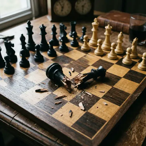Shattered Chess Queen: Symbol of a Game Gone Awry
