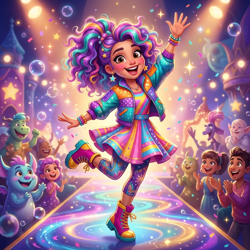 Whimsical Pixar-Style Cheerful Character Illustration