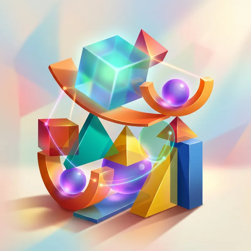 Persahabatan in Abstract: Colorful Geometric Shapes Symbolizing Mutual Support