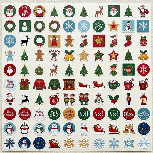 Unique Christmas Sticker Collection with Festive Designs