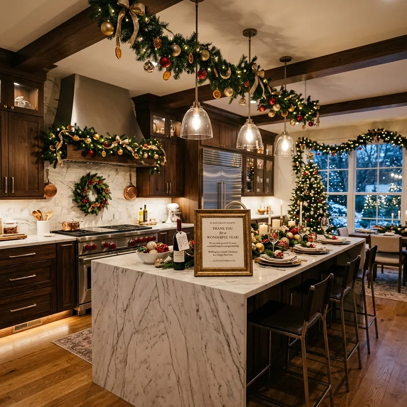 Elegant Modern Kitchen Embellished with Christmas Decor