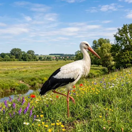 White Stork in Natural Habitat - Elegant Wildlife Scene