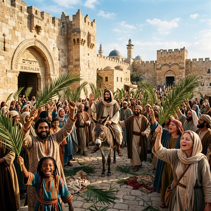 Palm Sunday: Biblical Event of Jesus Entering Jerusalem on Donkey Palm Sunday: Biblical Event of Jesus Entering Jerusalem on Donkey
