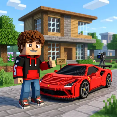 Mr. Beast with Ferrari: Blocky Voxel Animation